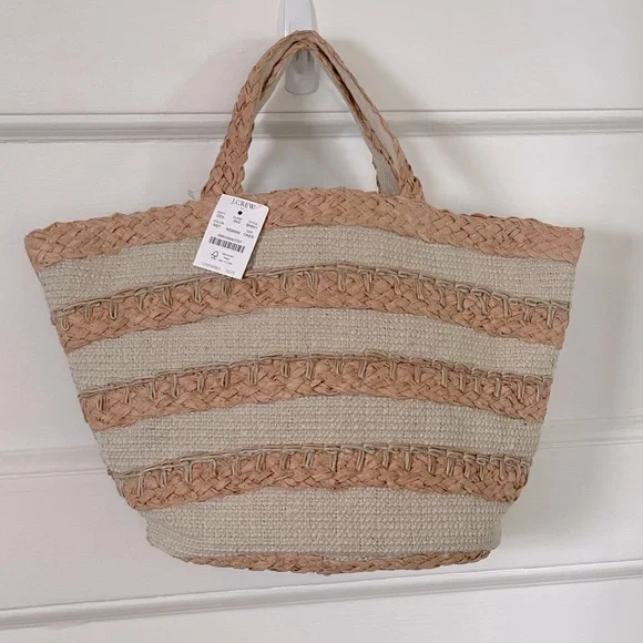 J.CREW FACTORY Straw Tote Bag - Natural - New With Tags - Picture 3 of 7